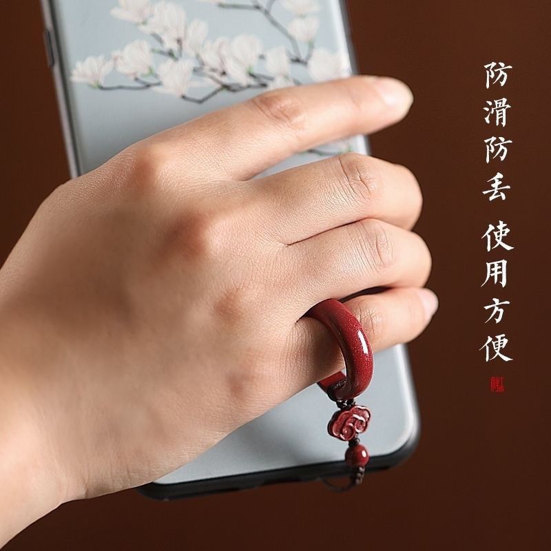 Cinnabar ring buckle anti-lost small hanging rope