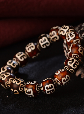 西藏石页岩真品天珠手链三