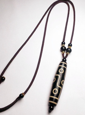 藏传玛瑙九眼天珠吊坠西真