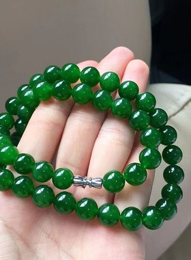 送妈绿色玛瑙圆珠耳环气质