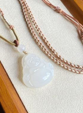 弥勒佛和田玉吊坠女大肚笑