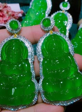 冰种翡翠色玉观音吊坠男款