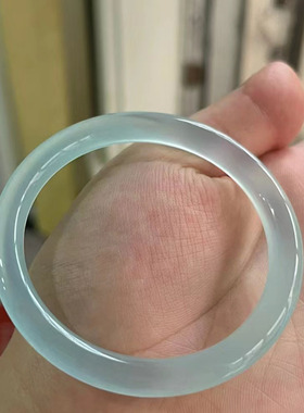 冰透款海蓝色湖水蓝玉手镯女