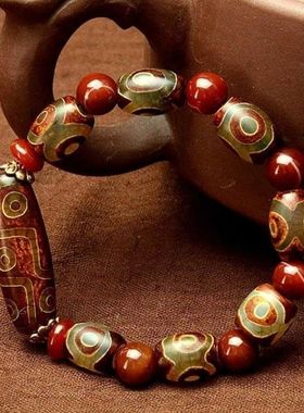 天然西藏真品三九眼老珠手