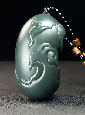 和田玉貔貅手把件新疆青男