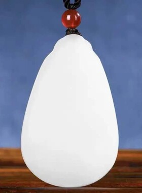 玉石白观音菩萨项链本命年