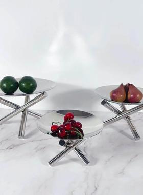 简约现代金属不锈钢水果盘果盆软装饰品样板间餐桌托盘收纳盘摆件