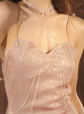 超闪时尚奢华流苏水钻肩链新娘婚纱造型气质披肩宴会夜店领舞项链