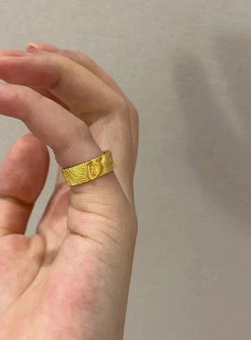 【开口可调节】佛不言尾戒哑金银古法男女戒好寓意大佛脸戒指古风