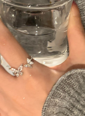 韩版超仙微镶锆石蝴蝶戒指开口个性小众轻奢高级感食指戒女时尚