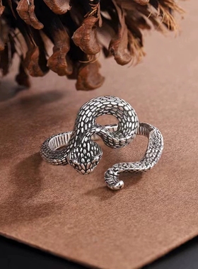 欧美复古蝰蛇戒指 开口缠绕响尾蛇戒指 男女款时尚个性动物蛇戒指