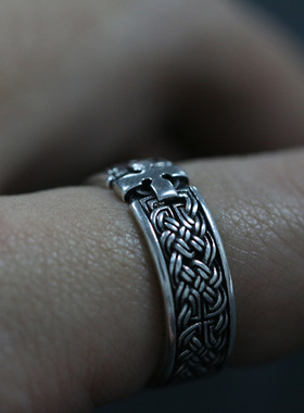 泰古四次元【凯尔特】十字架编织戒指男款潮牌复古个性开口指戒