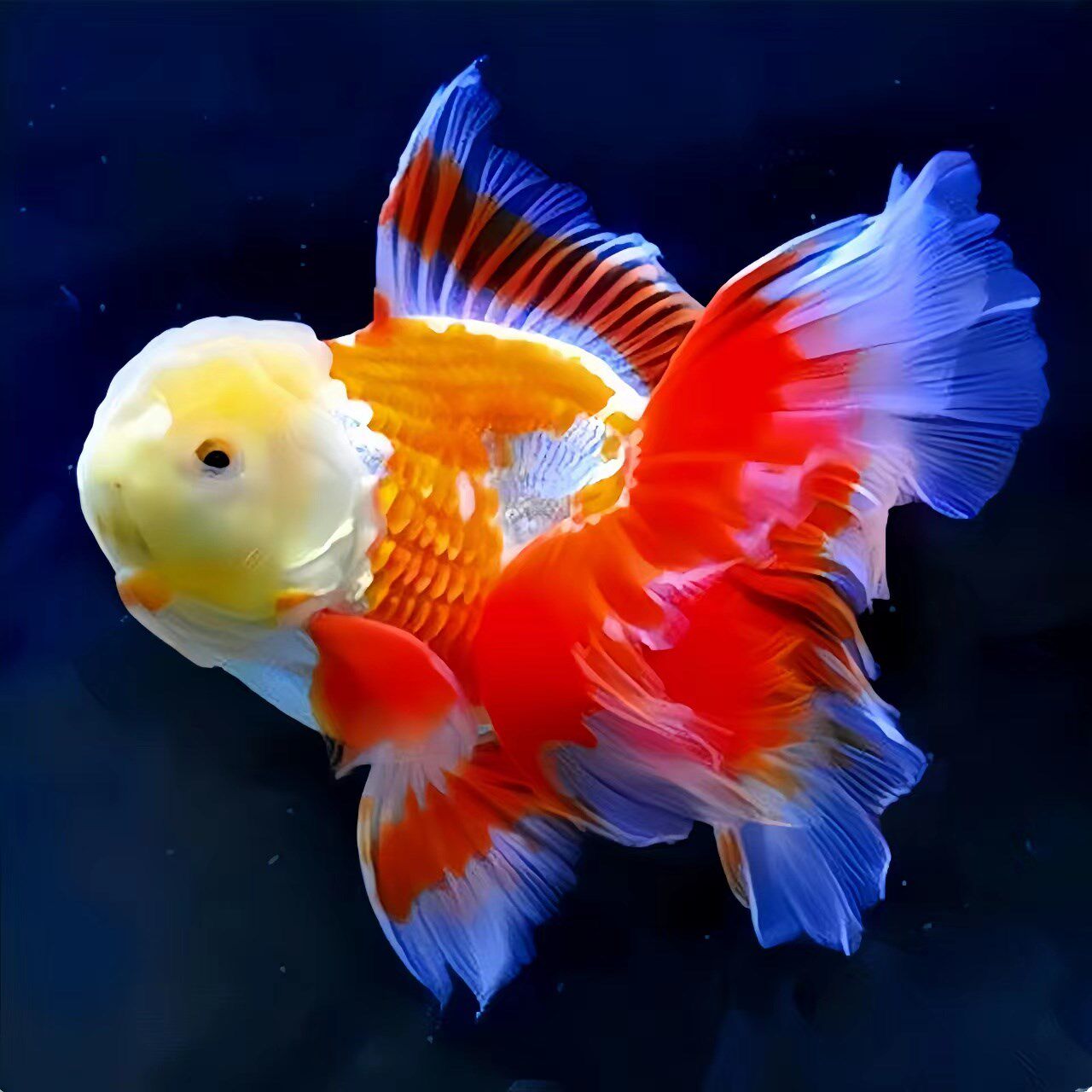 精品三色玛丽泰狮金鱼活鱼黑白百褶进口F1观赏鱼苗冷淡水好养耐活_虎窝淘