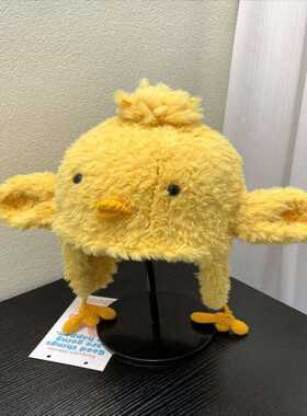 日系可爱小鸡毛绒套头帽女冬季保暖防寒护耳帽户外防风加厚针织帽