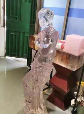 玻璃钢透明雕塑铂晶树脂人物塑像维纳斯断臂女神户外景观水晶摆件