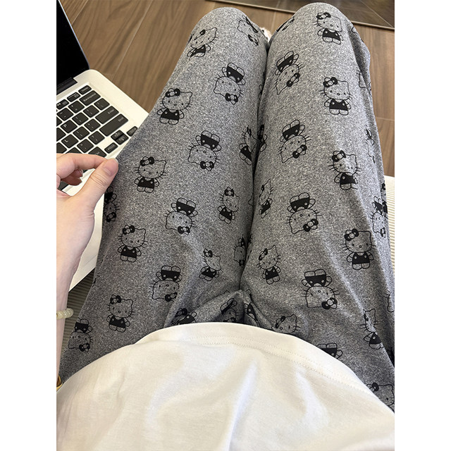 You can wear home trousers on the outside in spring and autumn new style kt cat prints on the outside. You can wear single-piece walk pants on the outside in summer pajamas trousers on the outside.
