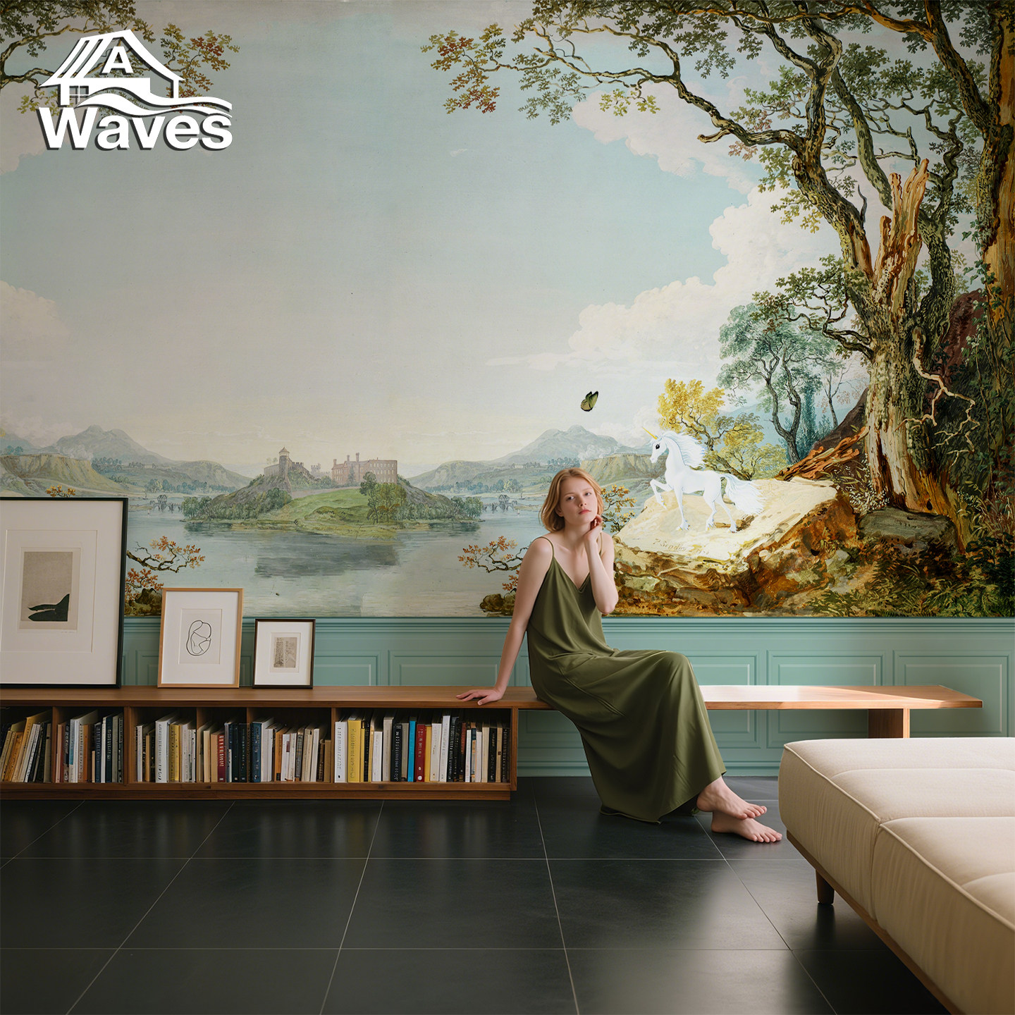 欧式风景油画图案墙布客厅电视背景墙壁画无缝沙发轻奢法式墙纸,淘宝优惠券,粉丝福利购,淘宝优惠卷