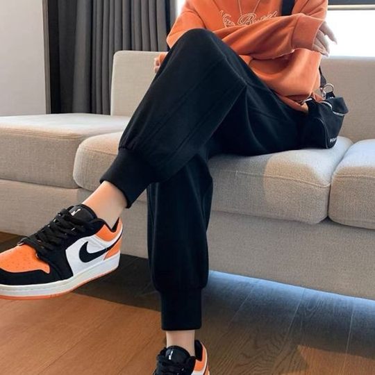 Sports pants for men and women, autumn and winter, velvet thickened sweatpants, loose leg warmer casual pants