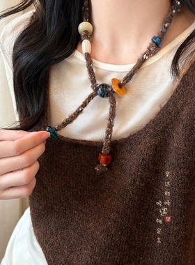 毛线针织串珠项链复古小众独特