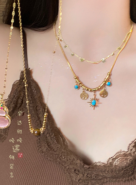 中国风粉色玉葫芦项链女2025新款爆款锁骨链轻奢高级感颈链配饰品