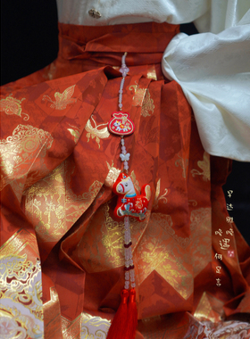 红色小马流苏禁步国风古风挂件