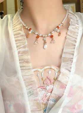 唐风璎珞吊坠项链女2025新款古风坦领颈饰新中式古装锁骨链配饰品