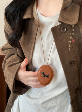 腊肠狗镜子项链复古高级感