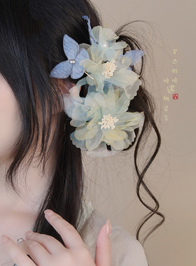 蝴蝶花朵发夹古典舞新中式古风