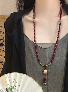 朱砂菩提九尾狐项链新中式国风