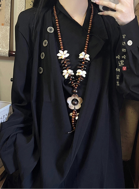 咖啡色椰壳项链新中式复古国风