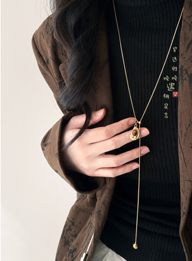 美拉德虎眼石项链轻奢毛衣链配