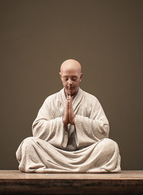 新中式紫砂小和尚摆件