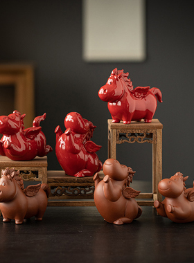 创意陶瓷小飞马摆件可爱生肖马