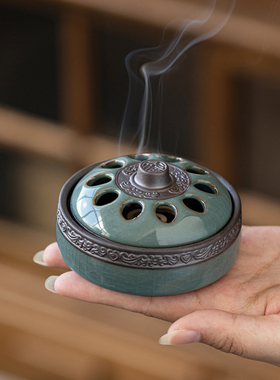 复古点香盒创意茶道小香炉摆件
