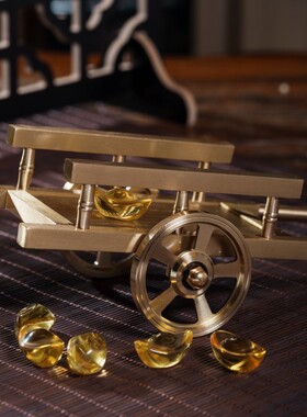 黄铜搬砖车仿古手推车置物架工艺品大板车摆件手推车地摊推车