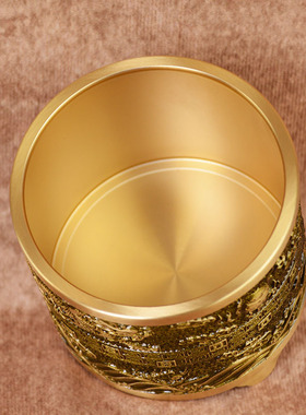 全黄铜二龙戏珠文昌四宝铜笔筒书房办公室装饰品铜器摆件