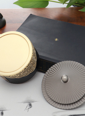 年年有余带盖防灰纯黄铜烟灰缸高