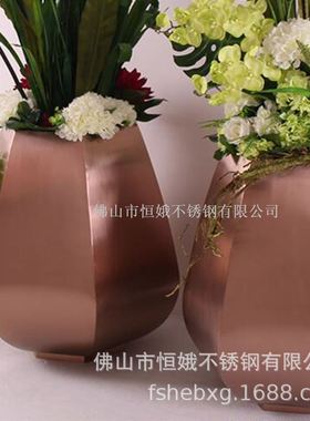 金色镜面不锈钢花盆 花园园艺花瓶 201/304不锈钢花盆