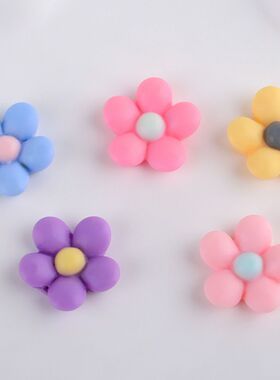 卡通可爱哑光花朵 树脂配件diy儿童发饰发卡手机壳贴片钥匙扣挂件
