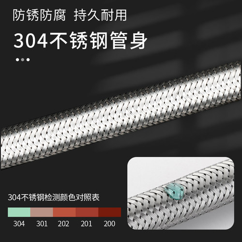 304不锈钢编织管热水器龙头马桶连接管4分加长防爆冷热进水管软管 - 图2