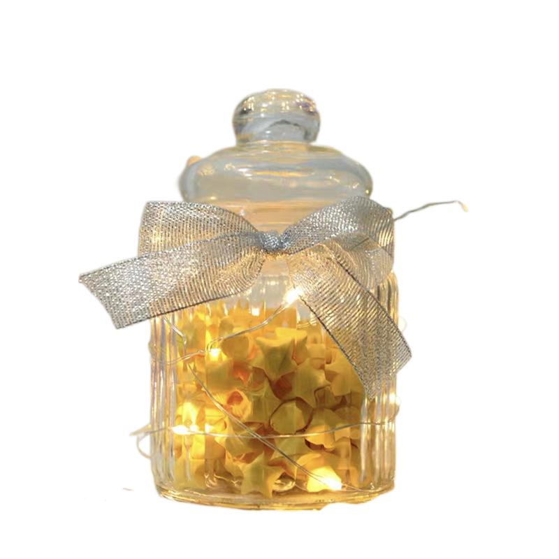 新年创意装星星的玻璃罐折纸瓶子星星玻璃瓶放五角星儿童许愿瓶-图3