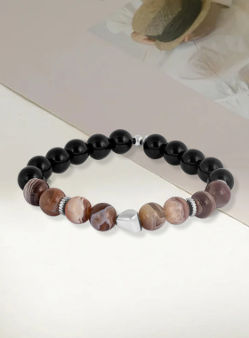 精致黑玛瑙珠串手链节日礼物