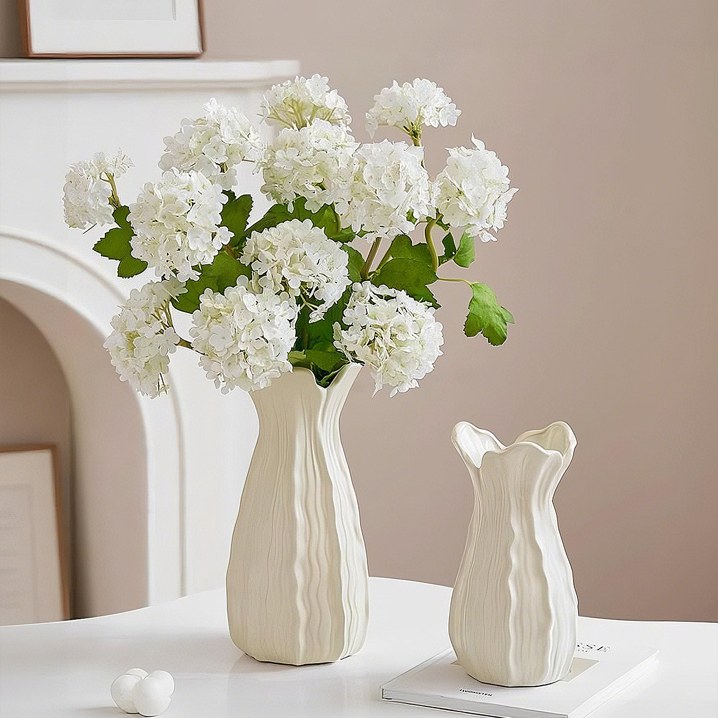 简约高级感陶瓷花瓶轻奢波浪造型家居桌面装饰摆件奶油风水培插花,淘宝优惠券,粉丝福利购,淘宝优惠卷