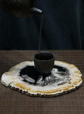 奢华简约木化石杯垫茶杯隔热垫创意干泡茶盘北欧风高档杯垫不规则