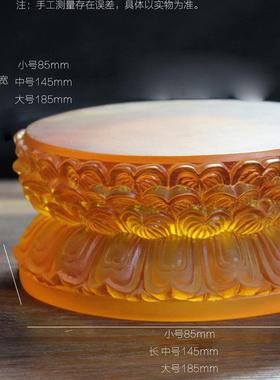 古法琉璃正圆形双层莲花底座加高家居琉璃工艺摆件佛像加高垫荷花