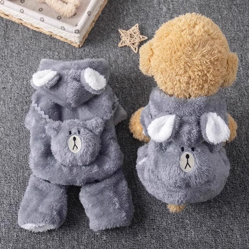 狗狗衣服秋冬加厚保暖四脚衣贵宾泰迪比熊幼犬小型犬棉衣宠物猫咪 - 图0