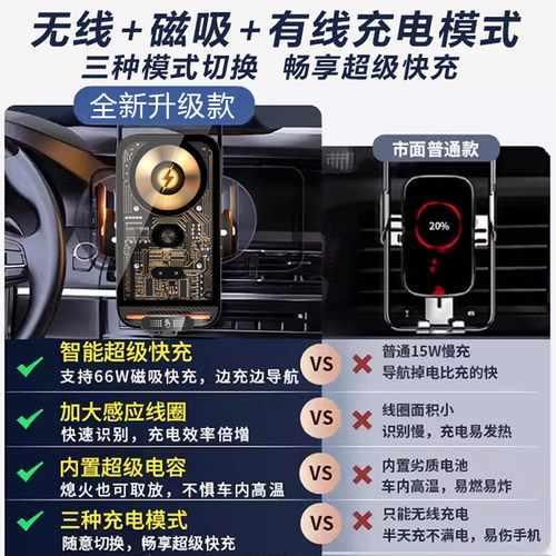车载手机支架无线充电器汽车出风口导航专用支撑架超级快充手机架 - 图2