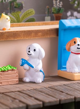 微景观卡通小狗看书帆船狗狗公仔 看门狗diy装饰品模型迷你小摆件