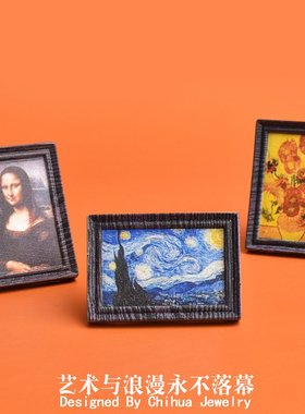 微缩食玩迷你油画星空壁画娃娃屋桌面树脂小摆件DIY微景观配件