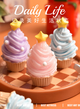 微缩食玩迷你咖啡馆菜单看板小摆件猫咪杯子圣诞树蛋糕娃娃屋适用